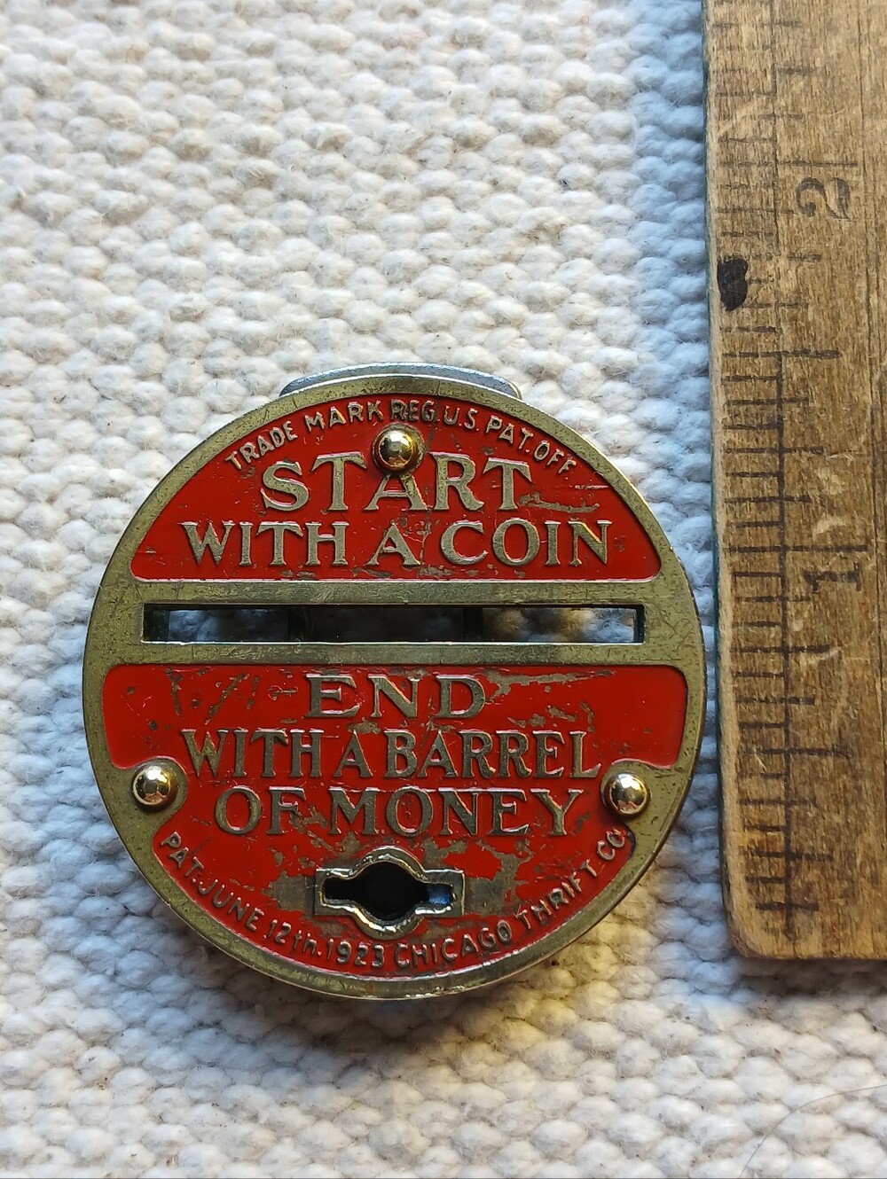 Vintage Style Red and Gold Coin Slot Home Accent